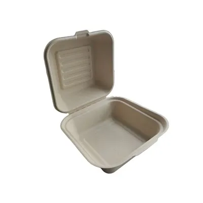 A 6- polegada biodegradável Caixa de hambúrguer biodegradável Bagasse, ecológica, segura por microondas, compostável, leve, durável, de nível alimentar, personalizável, sustentável e ideal para embalagens de toca.